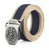 Belts Trend Chinese Style Men Belt Quality Canvas Automatic Buckle Army Fan Casual Tooling Weaving Wild 120cm