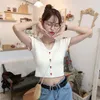 女性用Tシャツ女性Tシャツ女性用ニットショートスリーブVネックシャツ春夏Tシャツクロップトップミュージャーカミゼタス