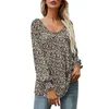 Kvinnors blusar elegant tryckskjorta blus kvinnor avslappnad långärmad tee tops skjortor o-hals lösa blusa mujer de moda