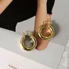 Hoop Earrings Stainless Steel Gold Thick For Women Brass Medium Plain Hoops Open Round Circle Earring Light Weight