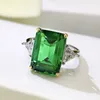 Solitaire Ring Wong Rain 925 Sterling Silver Emerald Cut 1014 MM Skapat Förlovning Lyx För Kvinnor Fina Smycken Present 221104