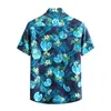 القمصان غير الرسمية للرجال صيف هاواي قمم كبيرة الحجم من طية طية طوق مطبوع طوق الأزياء القميص القصيرة القصيرة القصيرة