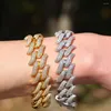 Link Bracelets 20mm Gold Plated Iced Out Miami Thorns Curb Cuban Chain Hip Hop Full CZ Lab Diamond Bling Band Bracelet For Men Women