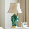 Bordslampor 40x65 cm lyx retro kinesisk stil handm￥lad gyllene bladgr￶n keramisk lampa f￶r vardagsrum sovrummet s￤ngplats