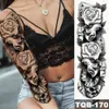 Tatuaggi temporanei Manica grande braccio Tatuaggi Orologi Rose Eye Lion Impermeabile Adesivo tatuaggio temporaneo Fiore Tempo Body Art Completo Tatoo falso Donna Uomo 221105