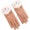 Berets 652f Women Winter Gloves Touchscreen Full Finger Non Sliping مع بطانة الصوف سميكة