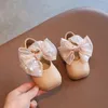 Chaussures plates en cuir pour enfants en bas âge, à tête carrée, avec gros nœud, robe de princesse pour filles, pour fête, premier marcheur