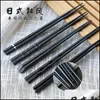 Baguettes 1 paire de baguettes japonaises en alliage antidérapant Sushi bâtonnets de nourriture hacher cadeau chinois baguettes réutilisables 342 D3 livraison directe à domicile Dhlbc