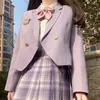 Clothing Sets Women Dress Suit JK Preppy Style High School Class Girl Student Uniform Short Waist Blazers Clothes