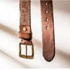 Belts 3.8 Cm Men's Buckle-in Letter Oil Tanned Vintage Full-grain Leather Belt Jeans Luxury Designer