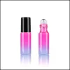 Verpackungsflaschen 5 ml ätherisches Öl Farbverlauf Glasrollerflaschen mit Edelstahl pro Kugel Lippenbalsam Rolle in Drop-Lieferung DHTE2