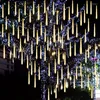 Cordes 3 Set LED Meteor Douche Lumières Étanche Chaîne Solaire Année Maison De Noël Rue Maison Guirlande Décoration Navidad