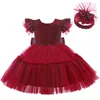 Girl Dresses LZH Baby Girls Dress For Christmas Bow Sequins Party Costume Kids Tutu Princess Gown 2 3 1st Birthday Years