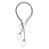 Silver Heart Pendant Leather Necklaces Boho Women Statement Jewelry Lariat Necklace