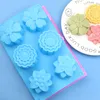 6-Cavity Diffent Flower Silicone Mold Diy Dessert Jelly Pudding Candy Cake Cookies Mold Birthday Present Bakning MJÄRNA MJ1042