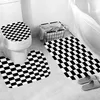 Tende da doccia Nero Bianco Geometrico Stereoscopico Tessuto Tenda Set da bagno Tappeti antiscivolo Coperchio del WC Tappetino da bagno Tappeto 221104