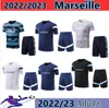 22/23 New Olympique Marseilles Fatos de Treino Polo Tshirts Colete Fato de Treino Conjunto de Jogging Futebol Futebol Camisolas Kit Chandal Survetement Maillots De Foot DX02