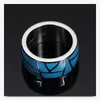 Wedding Rings Classic High Polished Blue With Ceramic Stainless Steel Ring Gifts Band For Women Men