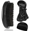 Brosses à cheveux Brosse à vagues incurvée noire 360 Moyen Bois de hêtre à poils de sanglier pour hommes afro Durags Barber Professional Waves Set 221105