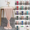 Chemin De Table Sheer Mousseline De Soie De Luxe Couleur Solide Chemin De Table Bleu Rustique Boho Fête De Mariage Douche Nuptiale Anniversaire Maison Noël Dec Dhk2E