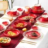 Bowls House Ramen Large Spoon Chinese Dinner Set Ceramic Gift Noodles Fruit Wedding Chopsticks Cuencos Tableware ZZ50W