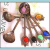 Spoons Carved Coffee Spoon With Diamonds Ladle Red Copper Spoons Edc Retro Home Tableware Bronze Supplies Portable 2 8Ht C1 Drop Del Dhyf0