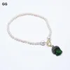 Naszyjniki wisiorek guaiguai biżuteria słodkowodna biała perłowa keshi Naszyjnik Zielony kwarc CZ Pave Buddha