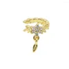 Backs Kolczyki 2022 Elegancka moda prosta kolczyka Zostaw Projekt Drop Wisel Ear Clip Gold Kolor Crystal Cuff Jewelry dla kobiet Prezent