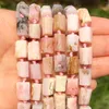 Beads Natural Stone Faceted Pink Opal Cylinder Loose Spacer For Jewelry DIY Making Charms Bracelet Earrings Accessories