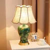 Lampade da tavolo 40x65 cm Lampada in ceramica verde foglia dorata dipinta a mano in stile cinese retrò di lusso per soggiorno camera da letto comodino