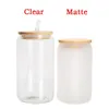 2022 new 12oz 16oz 25oz Sublimation Glass Beer Mugs Glass Water Bottle Beers Can Tumbler Drinking Glasses With Bamboo Lid And Reusable Straw Iced Coffe