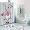 Rideaux de douche mignon dessin animé Gnome noël rideau salle de bain ensemble elfe nain peinture pour enfant baignoire décor tapis tapis 221104