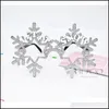 Other Event Party Supplies Novelty Gold Glitter Spectacles For Christmas Party Decoration Pc Frame Eyeglasses Snowflake Shaped Fun Dh5Iz