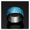 Anillos de boda Clásico azul pulido con anillo de acero inoxidable de cerámica Banda de regalos para mujeres y hombres