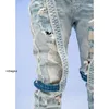 디자이너 청바지 ch amirs 하이 스트리트 패션 브랜드 세척 수상 파란색 웨니 패치 무릎 끈 슬림 한 딱딱한 청바지 men210c