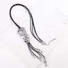 Silver Heart Pendant Leather Neckor Boho Women Statement smycken Lariat halsband