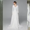 Prosta szyfonowa suknia ślubna długoterminowa długość podłogi ślubna szata de Mariee biała prosta plaża Elegancki zamek błyskawiczny