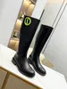 Designer Boots Nieuwe High Set Chelsea Dames Tall Round Head Knight Boots Real Leather Flat Heels Maat 35-40