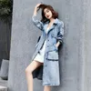 Women's Trench Coats Denim Windbreaker 2022 Spring Autumn High-End Fashionable Blue Slim Temperament Mid-Length Belt Jeans Coat For Women