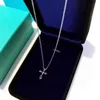 Collier pendentif de luxe de luxe Top Sterling Silver Cross Charm avec chaîne courte ras du cou pour femmes bijoux avec boîte cadeau de fête Wed260Q