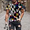 Erkek Tişörtleri T-Shirt Soyut Graffiti Baskı Çizgili Geometrik Mektup Gömlek Kentsel Moda Leisure 2022