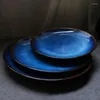 Plaques Xinchen Blue Western Ceramic Plate Steak Round Round Tray Commercial Table Varelle