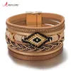 Leather Bracelets For Women Fashion Ladies Bohemian Wide Wrap Charm Bracelet Party Jewelry Gift