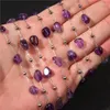 Pärlor rostfritt stål kristallsten kedja naturliga oregelbundna ametister kvartskonsten ädelstenar för DIY smycken tillverkning