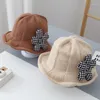 Hats Autumn Winter Girls Knit Bucket 2022 Fashion Korea Flowers Soft Brim Crocheted Panama Hat Children Fisherman Bonnet