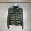 Mens Down Parkas Monclair Winter Men Fashion Jackets Wool Knitted and White Duck Padding Patchwork Zipper Up Cardigan Man Autumn Coats 989