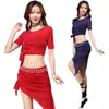 Scen Wear Belly Dance Spring Summer Practice Clothes Silver Screen Gaze Bevel Kjol Performance Suit Vuxen Kvinna