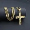 Hänge halsband mode kors halsband män jesus kvinnor guld 6mm60 cm kedja kristna smycken gåva