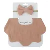 Accessoires pour cheveux, bavoir pour bébé, serviette absorbante avec bandeau à nœud papillon, ensemble de tissus pour rots, cadeau pour filles en bas âge