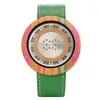 Montres-bracelets Creative en bois montre LED affichage cadran montres bracelet en cuir montre-bracelet coloré bambou avec des cadeaux d'instruction
